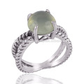 Prehnite Chalcedony Prong Setting Sterling Silver Handmade Ring